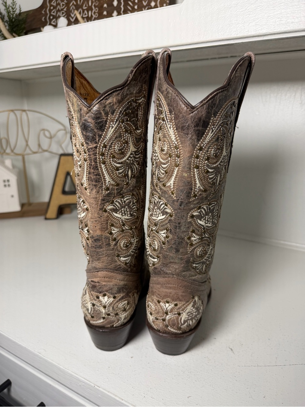 Gypsy Girl Womens 7 Brown Embroidered Cowboy Boots Snip Toe Western Leather - Picture 6 of 9